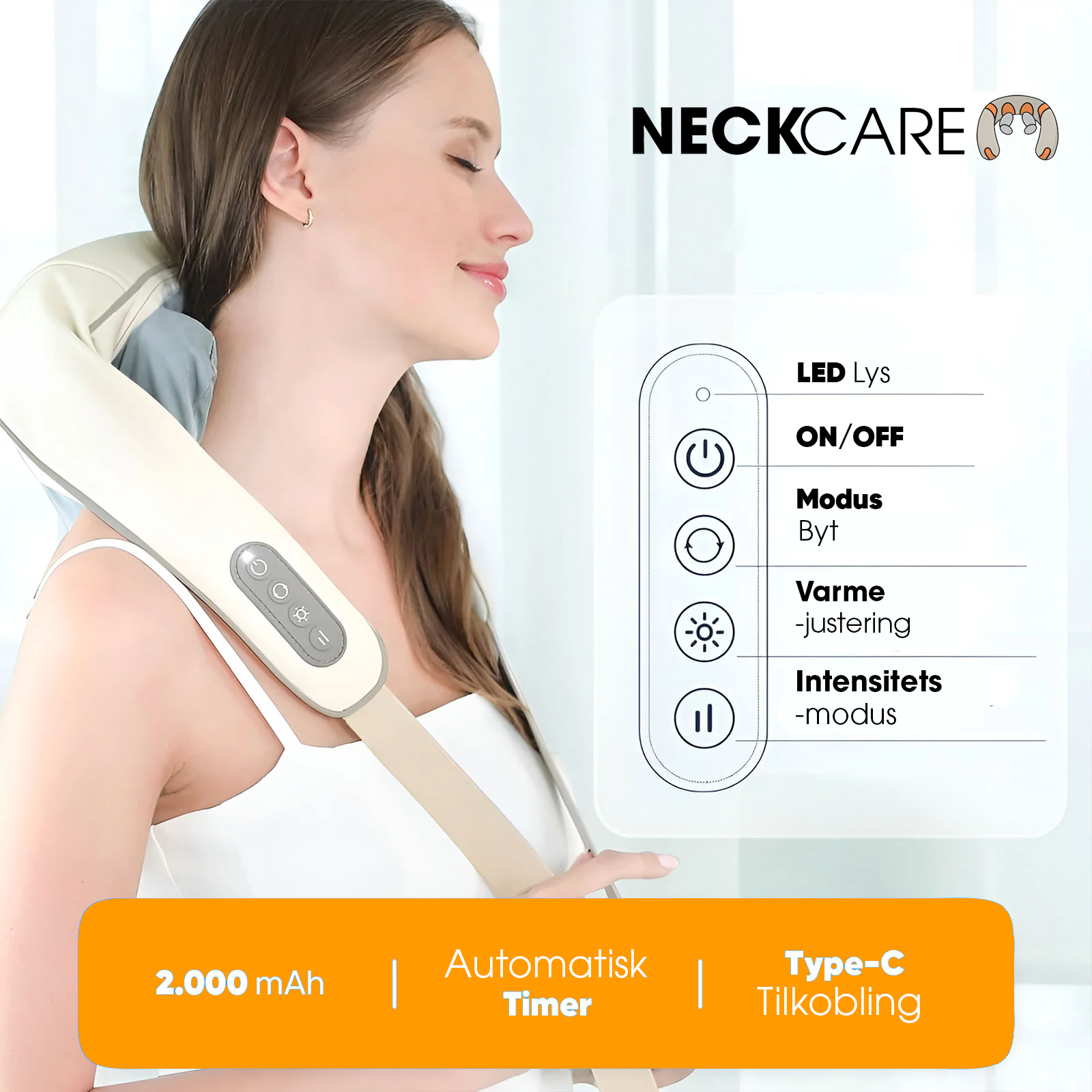 NeckCARE Pro™ | Transportabel massør for nakke og skuldre - NordKlover