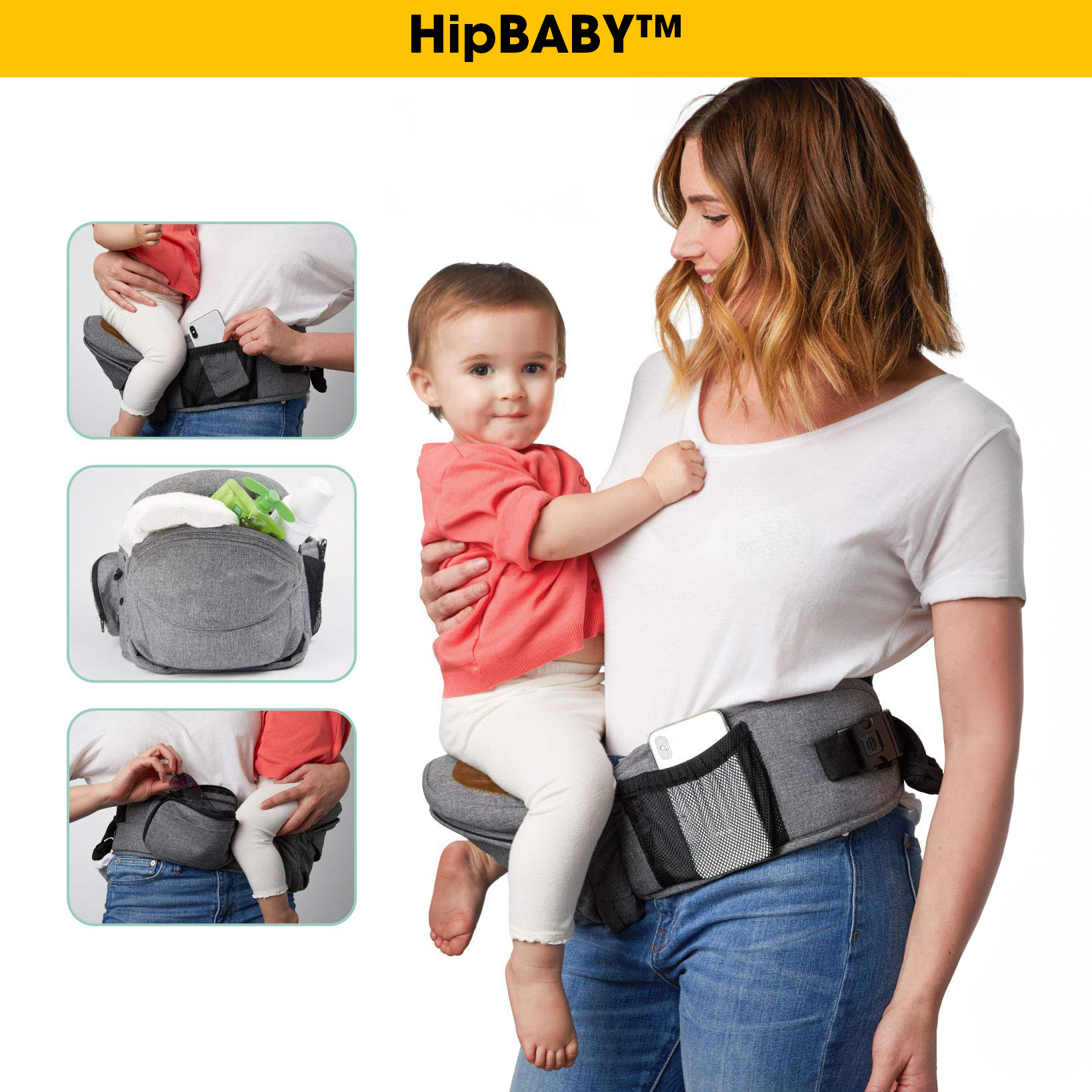 HipBABY™ - Ergonomisk hoftepute med støtte for barn (3-36 måneder)